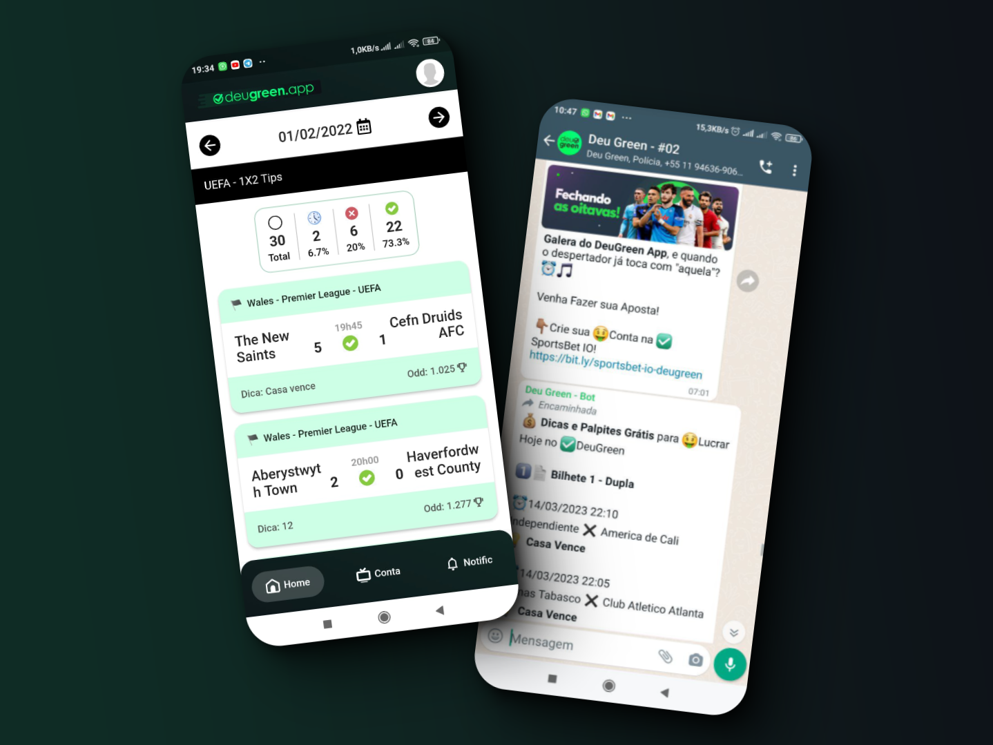 Mockup do app DeuGreen no celular